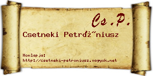 Csetneki Petróniusz névjegykártya